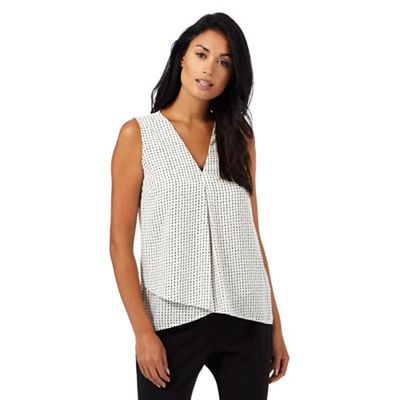 The Collection Petite Ivory spotted print sleeveless petite top